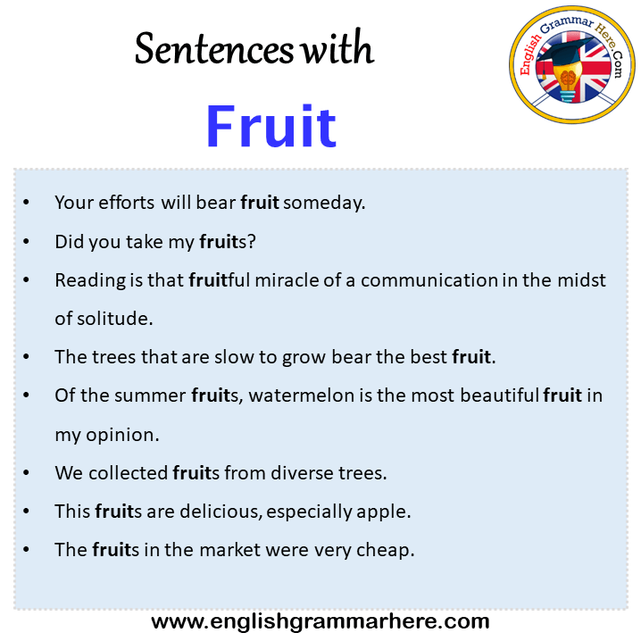 Sentences with Fruit, Fruit in a Sentence in English, Sentences For Fruit
