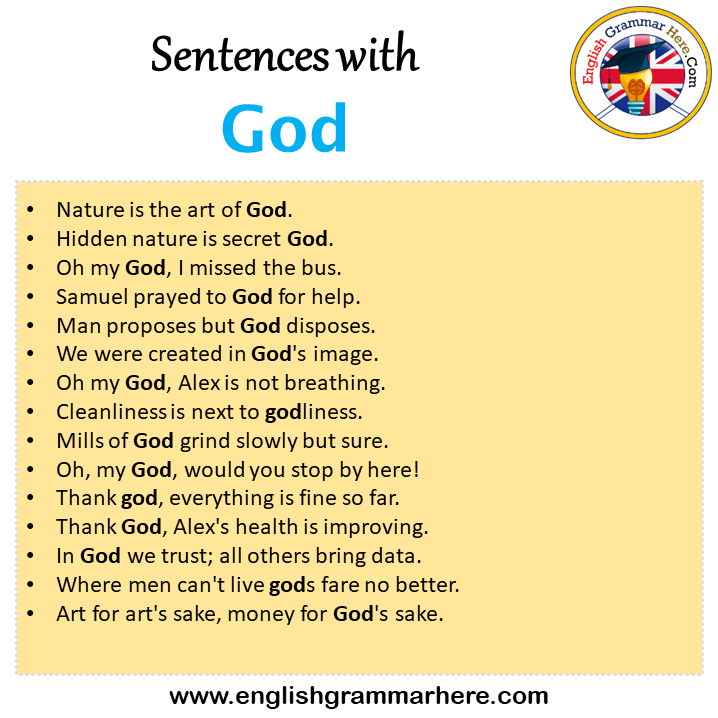 Sentences with God, God in a Sentence in English, Sentences For God