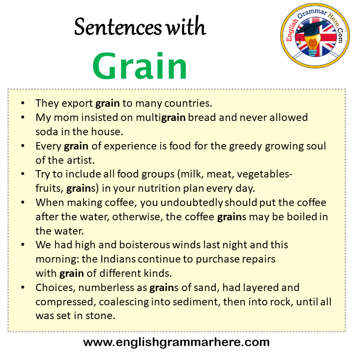 Sentences with Grain, Grain in a Sentence in English, Sentences For Grain