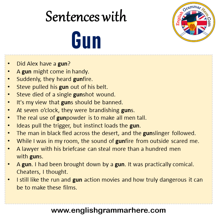 Sentences with Gun, Gun in a Sentence in English, Sentences For Gun