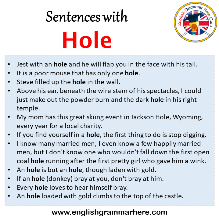 Sentences with Hole, Hole in a Sentence in English, Sentences For Hole