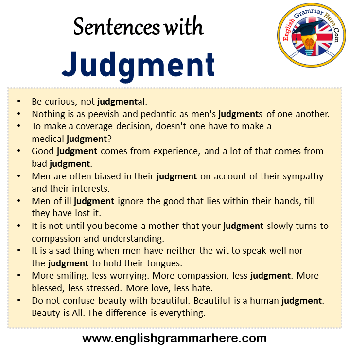 Sentences with Judgment, Judgment in a Sentence in English, Sentences For Judgment