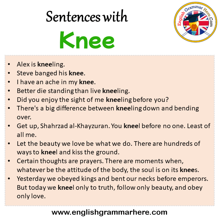 Sentences with Knee, Knee in a Sentence in English, Sentences For Knee