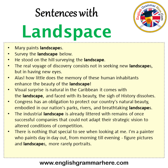 Sentences with Landspace, Landspace in a Sentence in English, Sentences For Landspace