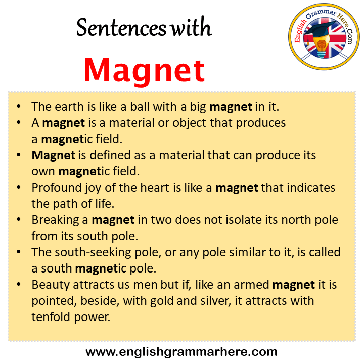 Sentences with Magnet, Magnet in a Sentence in English, Sentences For Magnet