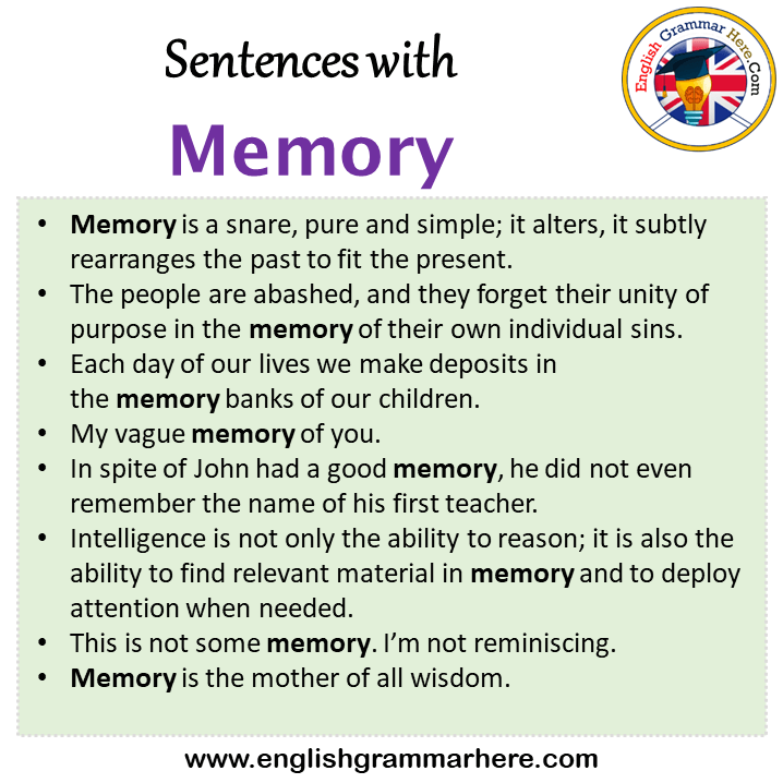 Sentences with Memory, Memory in a Sentence in English, Sentences For Memory