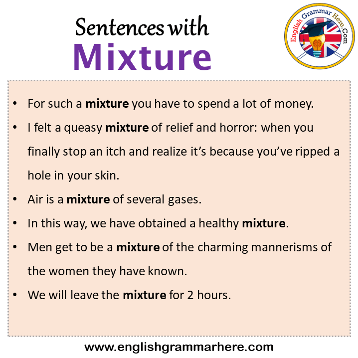 Sentences with Mixture, Mixture in a Sentence in English, Sentences For Mixture