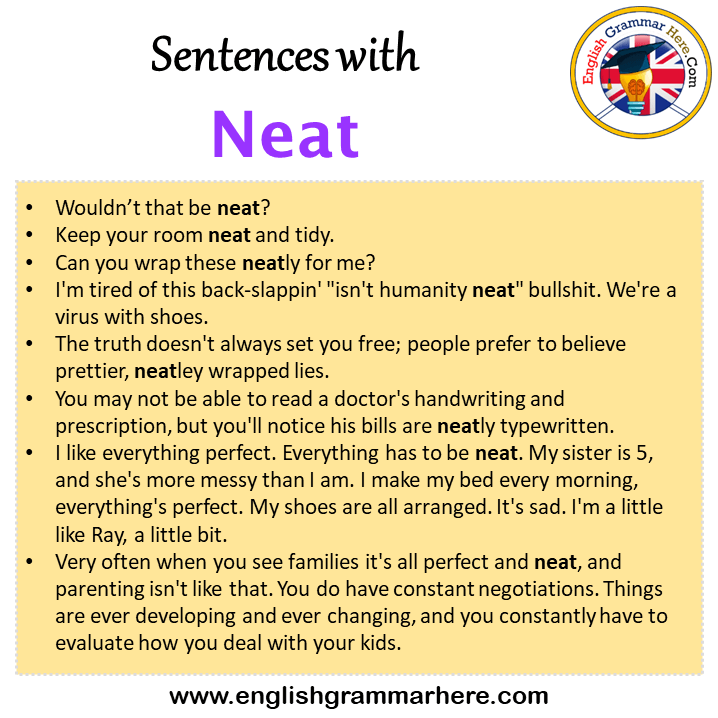 Sentences with Neat, Neat in a Sentence in English, Sentences For Neat