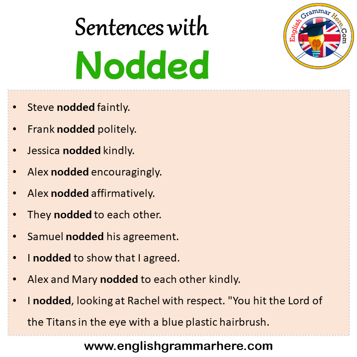 Sentences with Nodded, Nodded in a Sentence in English, Sentences For Nodded