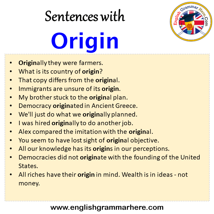 Sentences with Origin, Origin in a Sentence in English, Sentences For Origin