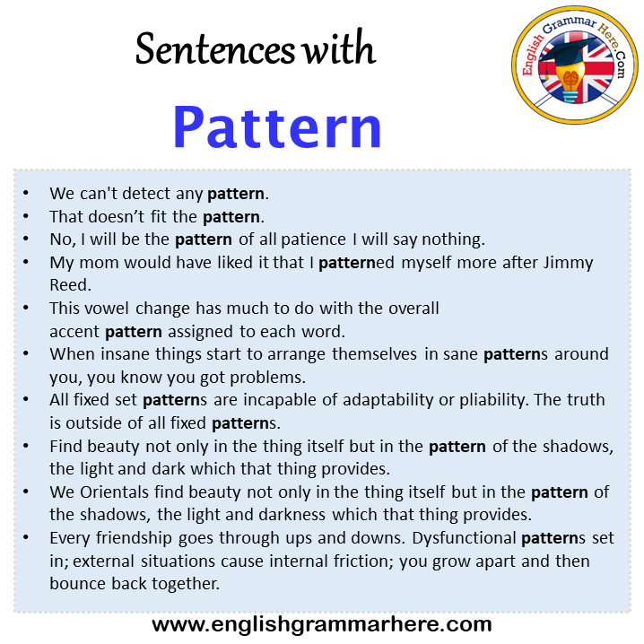 Sentences with Pattern, Pattern in a Sentence in English, Sentences For Pattern