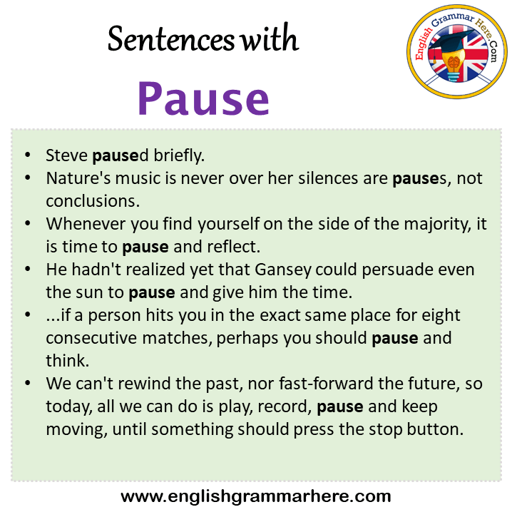 Sentences with Pause, Pause in a Sentence in English, Sentences For Pause