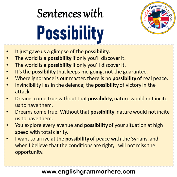 Sentences with Possibility, Possibility in a Sentence in English, Sentences For Possibility