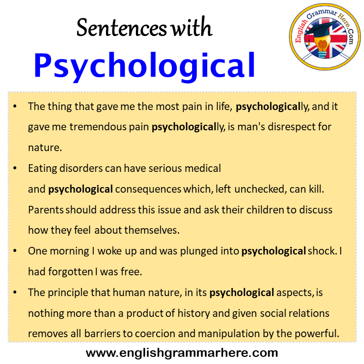Sentences with Psychological, Psychological in a Sentence in English, Sentences For Psychological