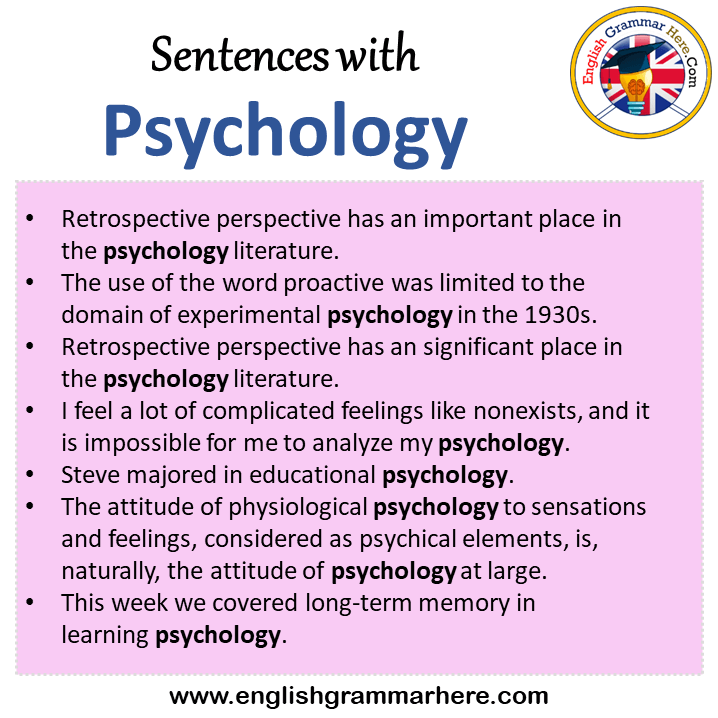 Sentences with Psychology, Psychology in a Sentence in English, Sentences For Psychology