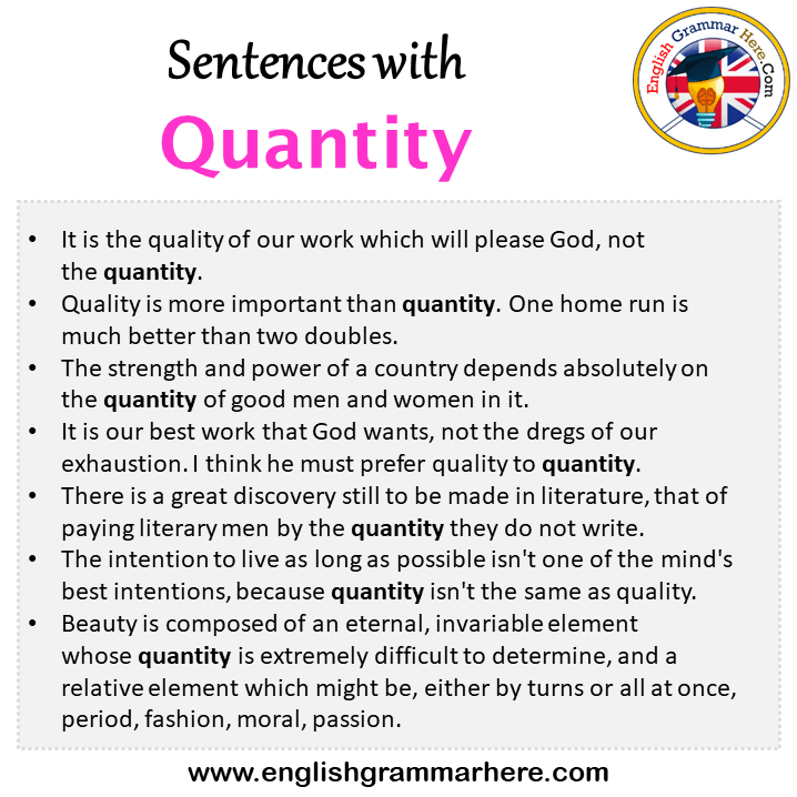 Sentences with Quantity, Quantity in a Sentence in English, Sentences For Quantity