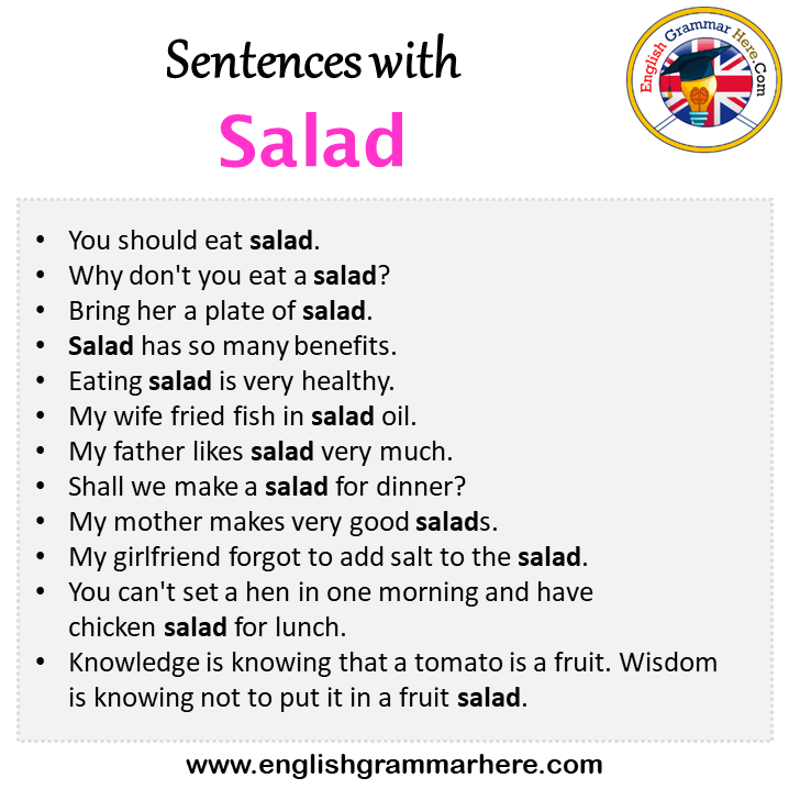 Sentences with Salad, Salad in a Sentence in English, Sentences For Salad