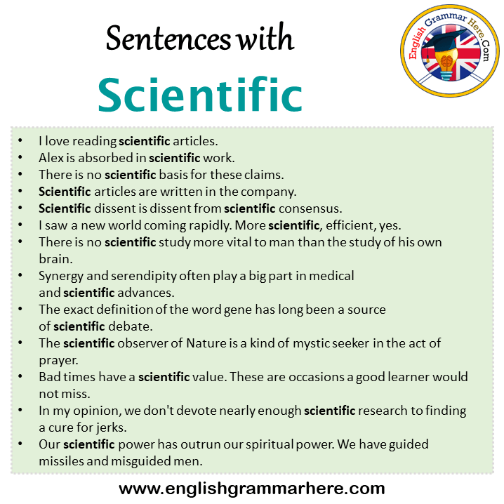 Sentences with Scientific, Scientific in a Sentence in English, Sentences For Scientific