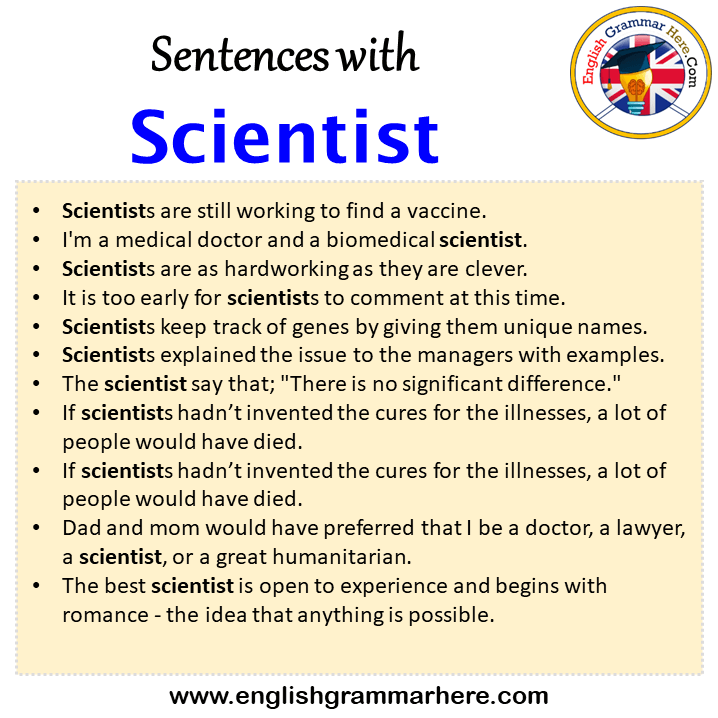 Sentences with Scientist, Scientist in a Sentence in English, Sentences For Scientist