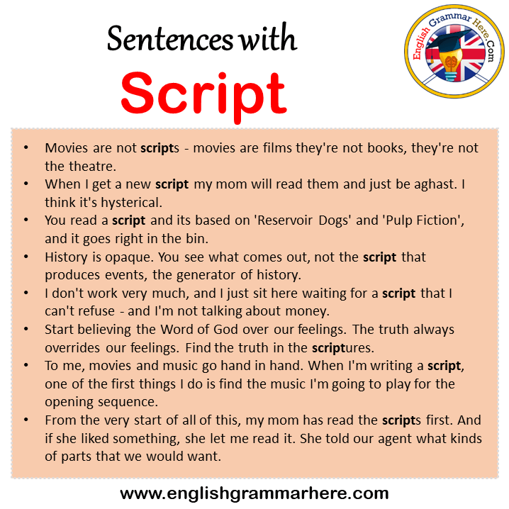 Sentences with Script, Script in a Sentence in English, Sentences For Script