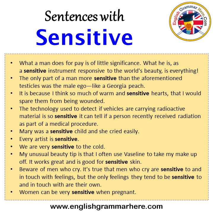 Sentences with Sensitive, Sensitive in a Sentence in English, Sentences For Sensitive