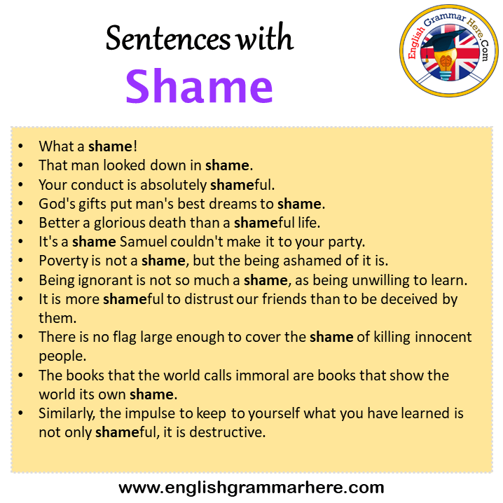Sentences with Shame, Shame in a Sentence in English, Sentences For Shame