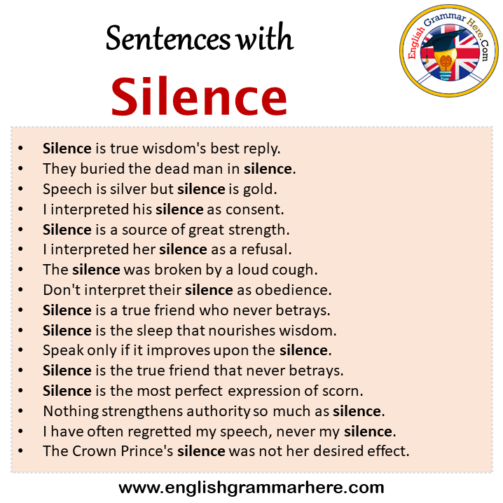 Sentences with Silence, Silence in a Sentence in English, Sentences For Silence