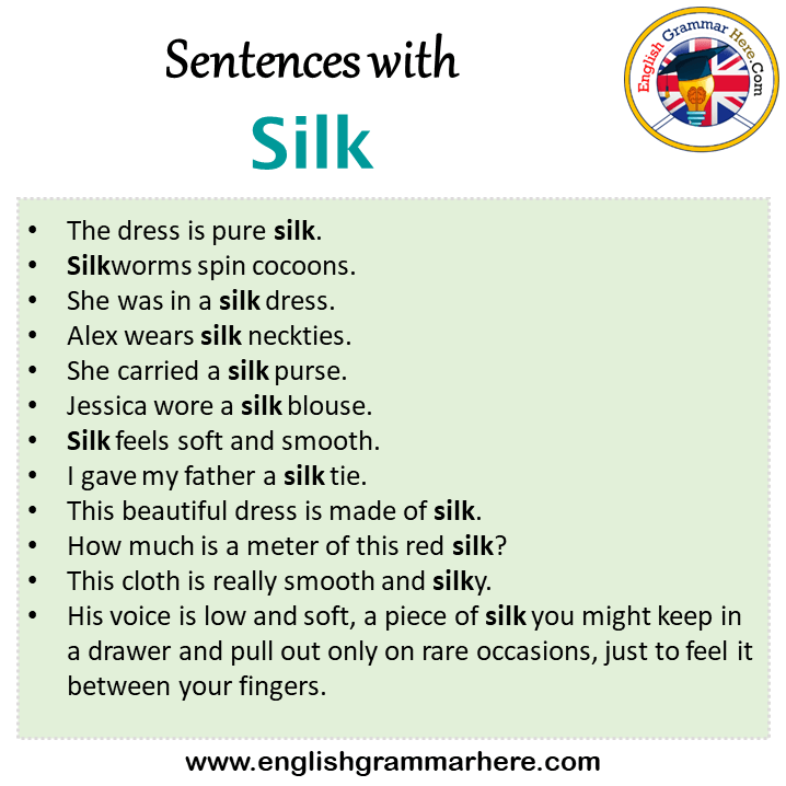 Sentences with Silk, Silk in a Sentence in English, Sentences For Silk