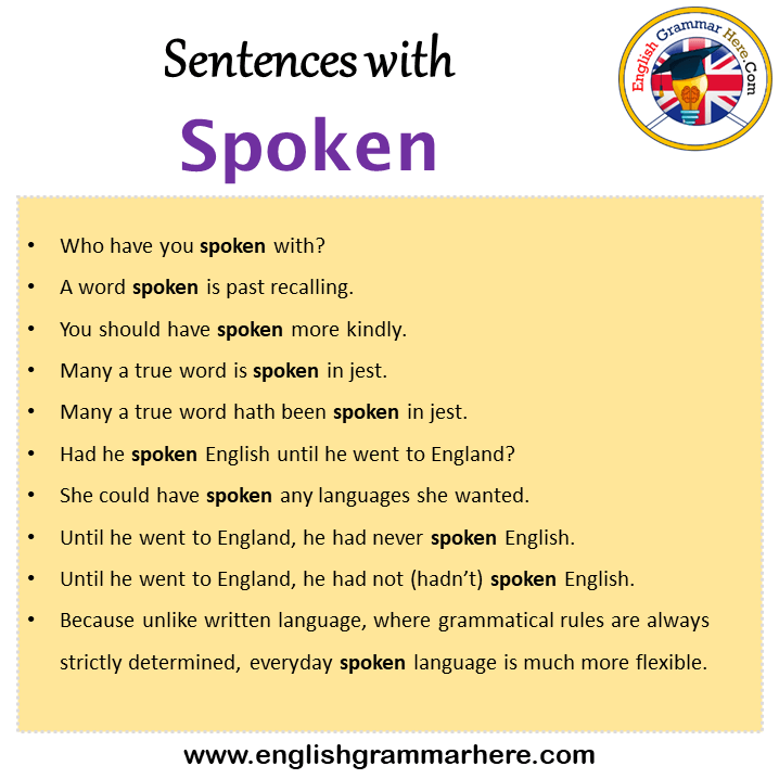 Sentences with Spoken, Spoken in a Sentence in English, Sentences For Spoken