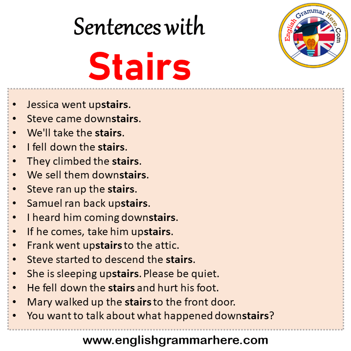 Sentences with Stairs, Stairs in a Sentence in English, Sentences For Stairs