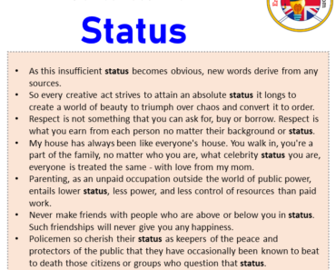Status in a Sentence in English Archives - English Grammar Here