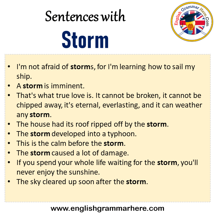 Sentences with Storm, Storm in a Sentence in English, Sentences For Storm
