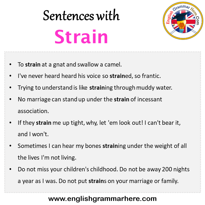 Sentences with Strain, Strain in a Sentence in English, Sentences For Strain