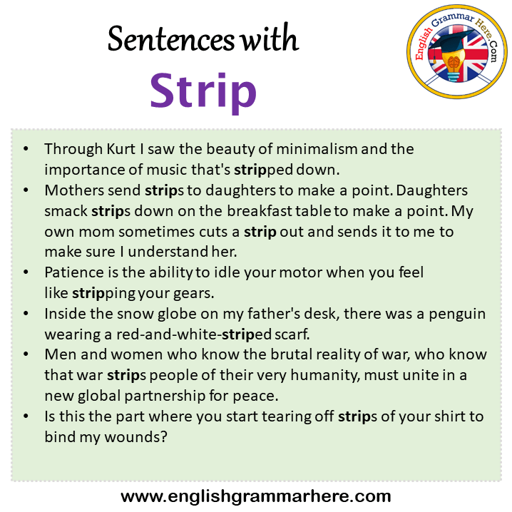 Sentences with Strip, Strip in a Sentence in English, Sentences For Strip