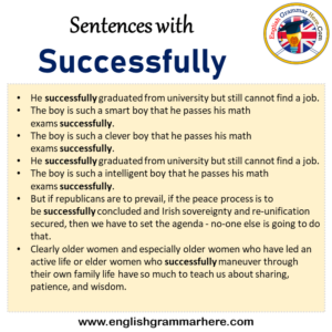 Sentences with Successfully, Successfully in a Sentence in English ...