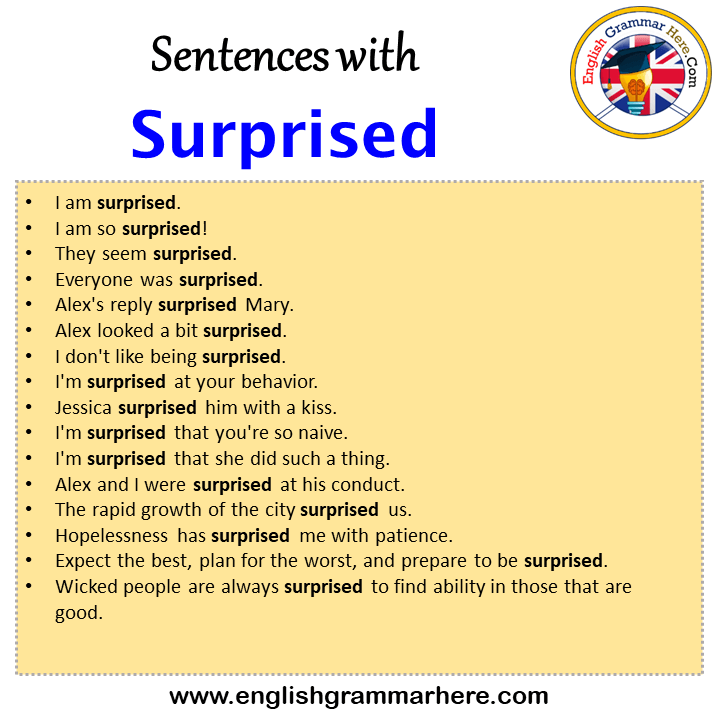 Sentences with Surprised, Surprised in a Sentence in English, Sentences For Surprised