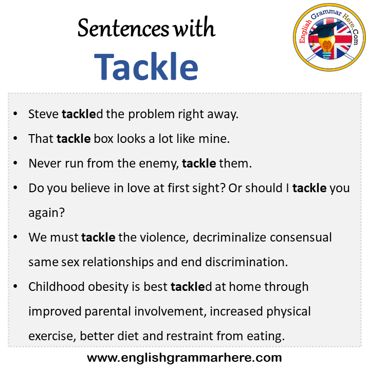 Sentences with Tackle, Tackle in a Sentence in English, Sentences For Tackle