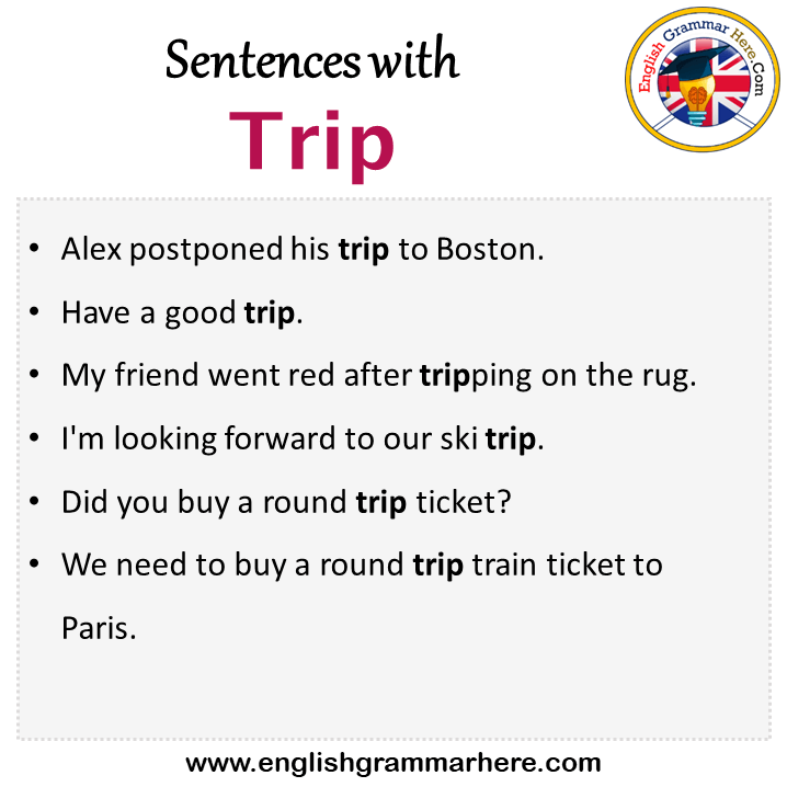 Sentences with Trip, Trip in a Sentence in English, Sentences For Trip