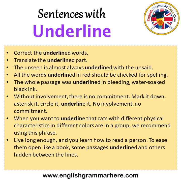 Sentences with Underline, Underline in a Sentence in English, Sentences For Underline