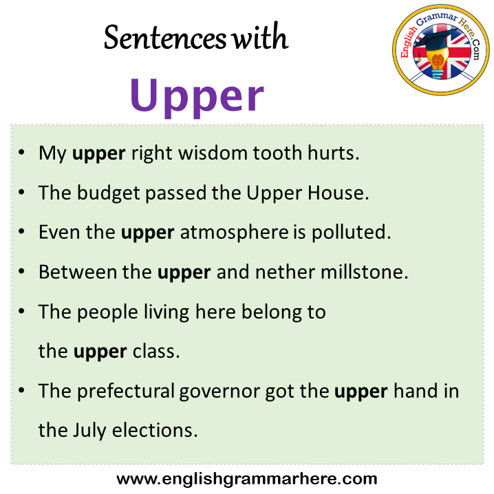 Sentences with Upper, Upper in a Sentence in English, Sentences For Upper