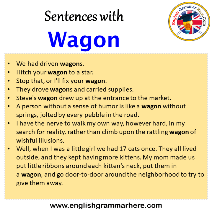 Sentences with Wagon, Wagon in a Sentence in English, Sentences For Wagon