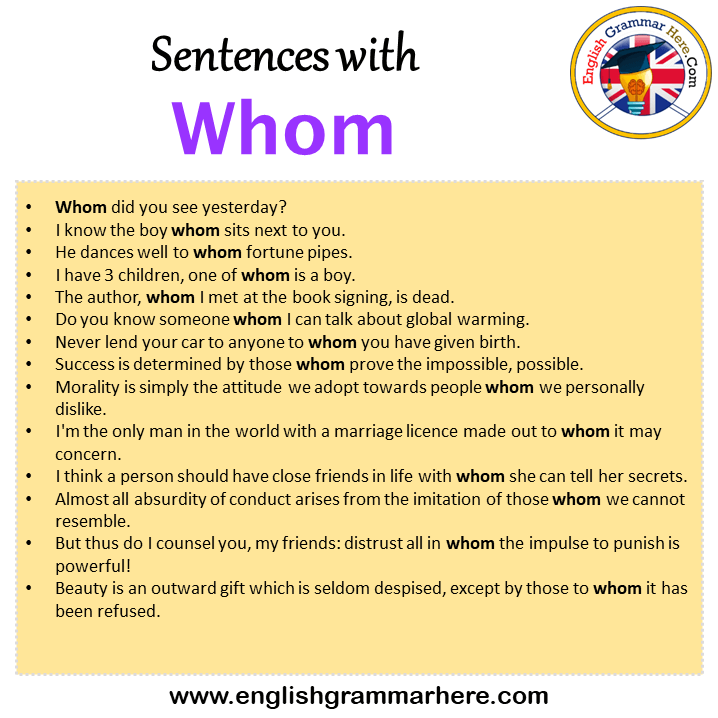 Sentences with Whom, Whom in a Sentence in English, Sentences For Whom ...