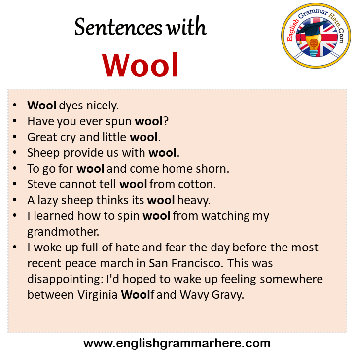 Sentences with Wool, Wool in a Sentence in English, Sentences For Wool