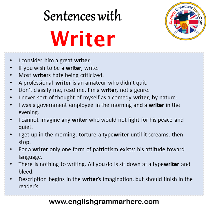 Sentences with Writer, Writer in a Sentence in English, Sentences For Writer