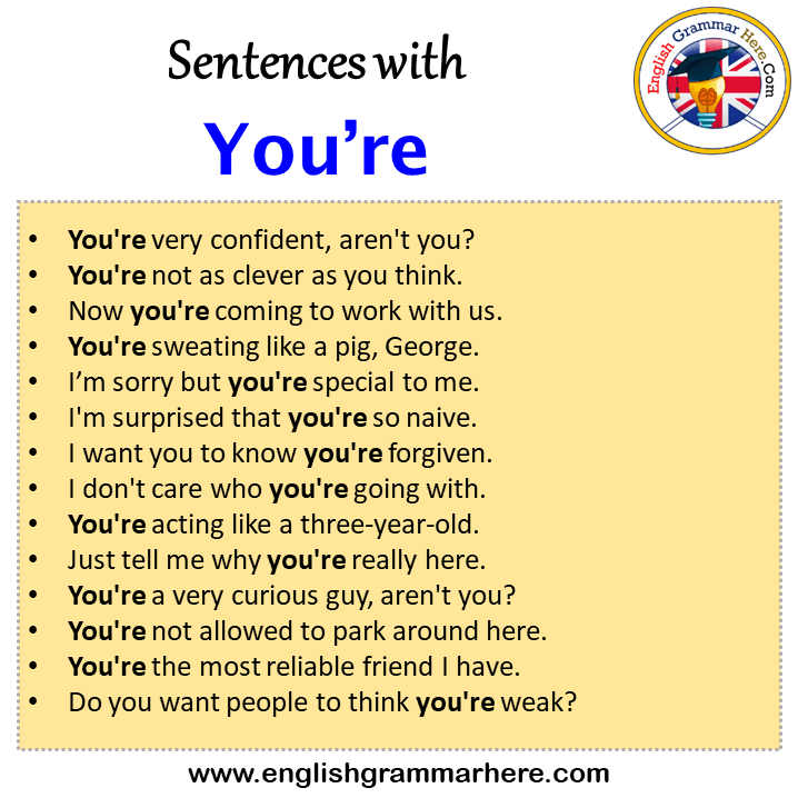 Sentences with You’re, You’re in a Sentence in English, Sentences For You’re