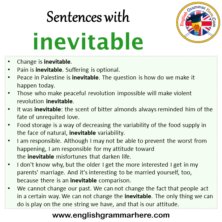 Sentences with inevitable, inevitable in a Sentence in English, Sentences For inevitable