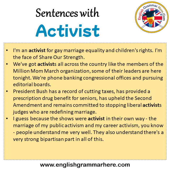 Sentences With Activist Activist In A Sentence In English Sentences For Activist 