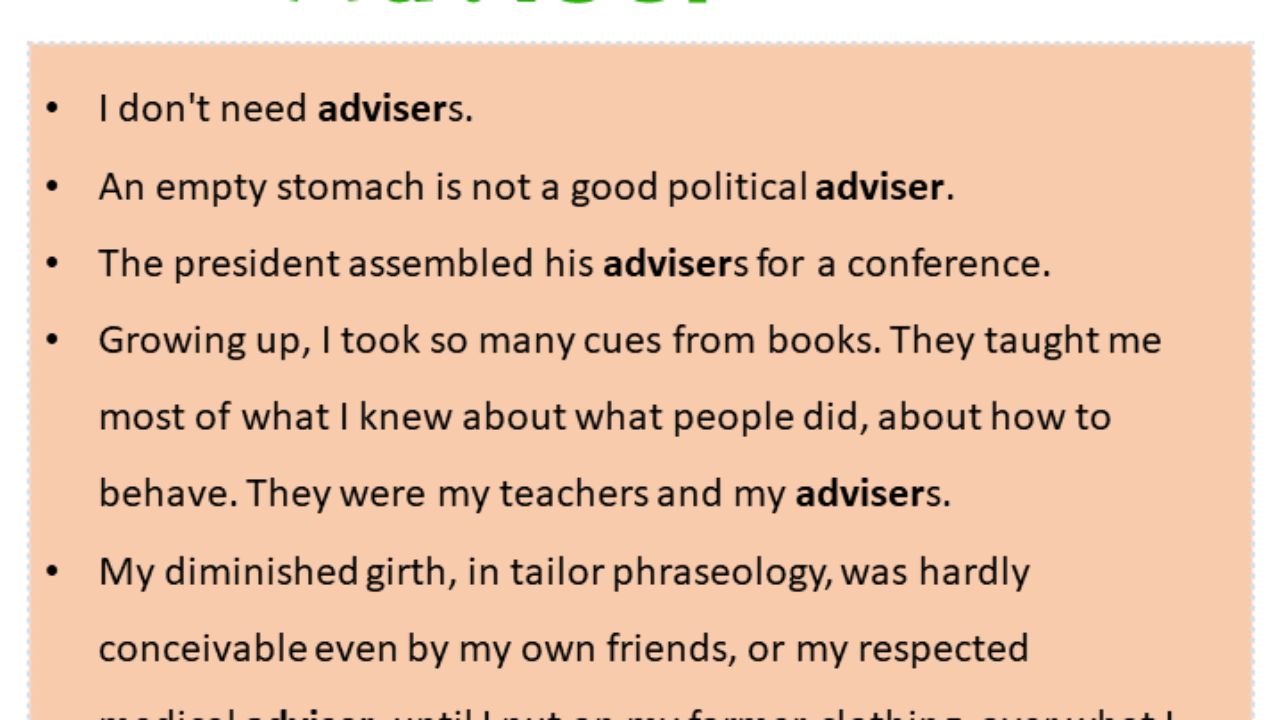 Sentences with Adviser, Adviser in a Sentence in English, Sentences For  Adviser - English Grammar Here