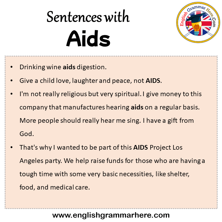 Sentences with Aids, Aids in a Sentence in English, Sentences For Aids