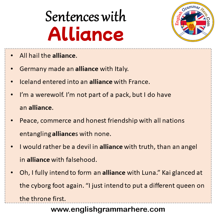 Sentences with Alliance, Alliance in a Sentence in English, Sentences For Alliance